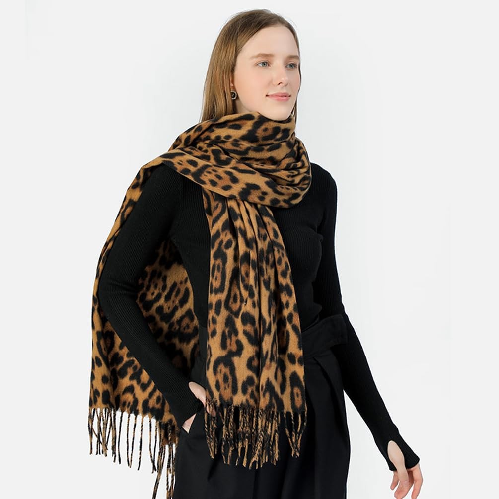 Classic Leopard Print Scarf Winter Warm Animal Soft Cashmere Blanket Wrap