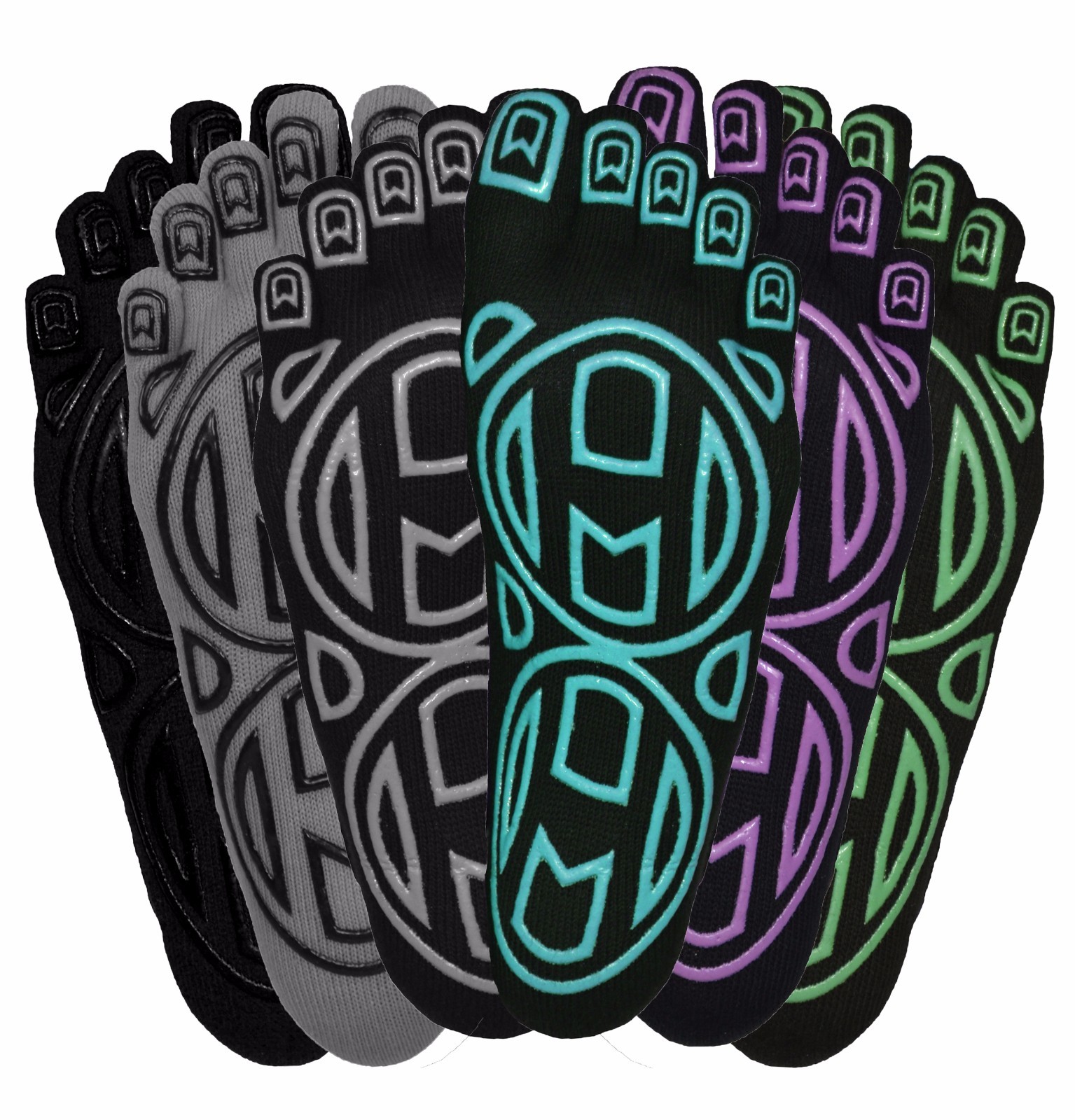 Mato & Hash “Barefoot Feel” Yoga & Pilates 5 Toe Socks W/ Infinity Grip 3 Pair