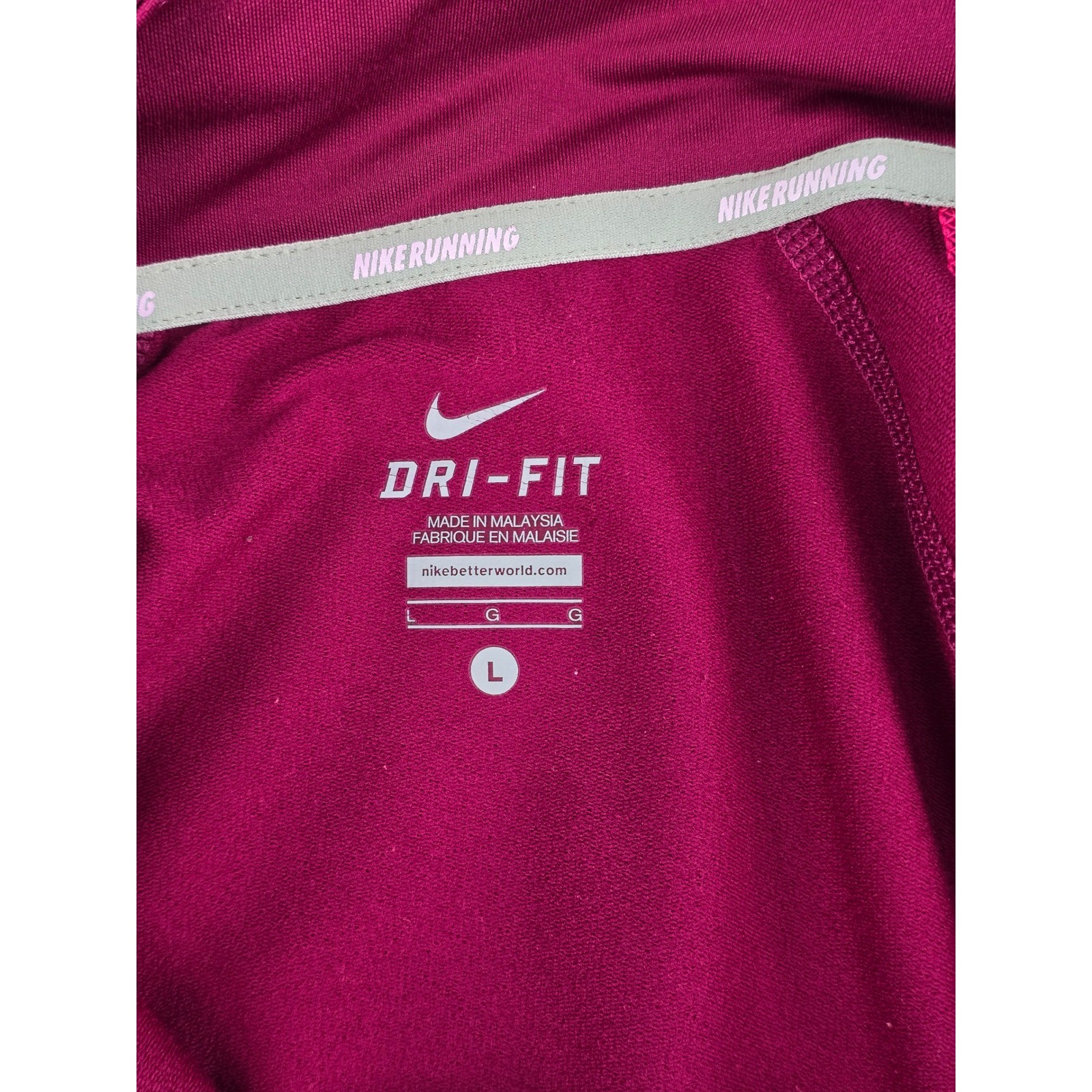 Nike Dri-FIT Running Pullover Women’s L Raspberry Pink Quarter Zip Thumbholes