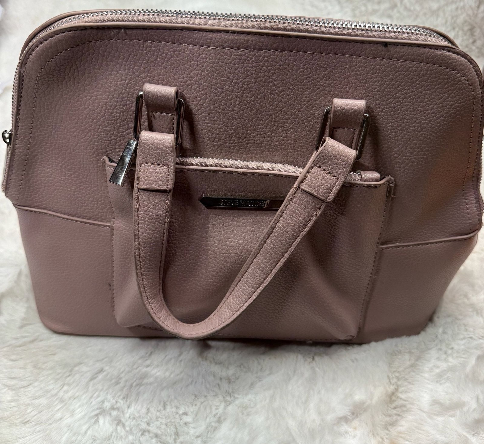 Steve Madden Blush Pebbled Faux Leather Satchel Handbag