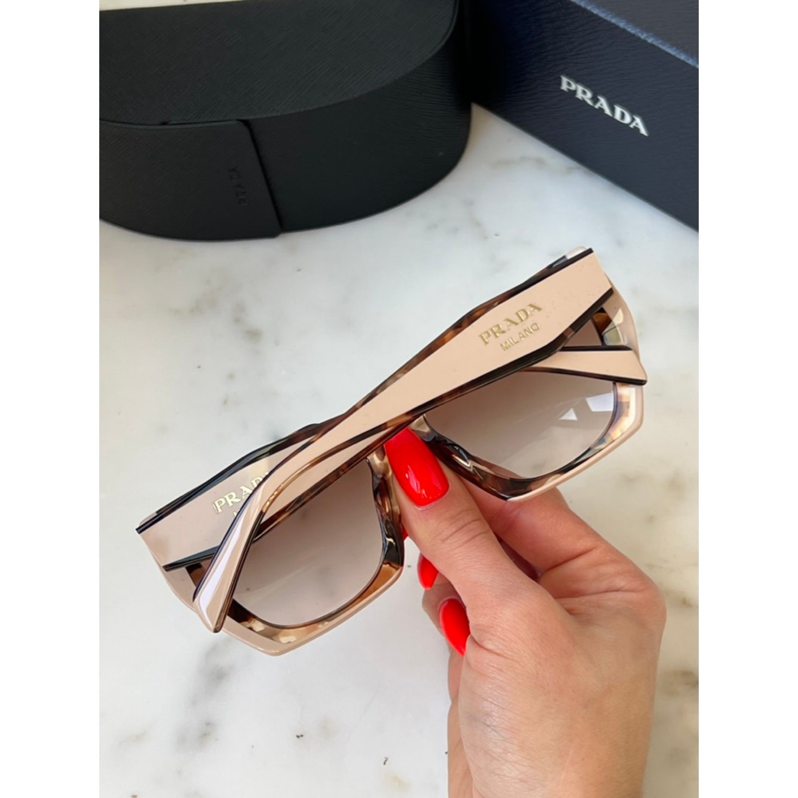 NEW Prada PR15WS Cat Eye Sunglasses in Tortoise Powder