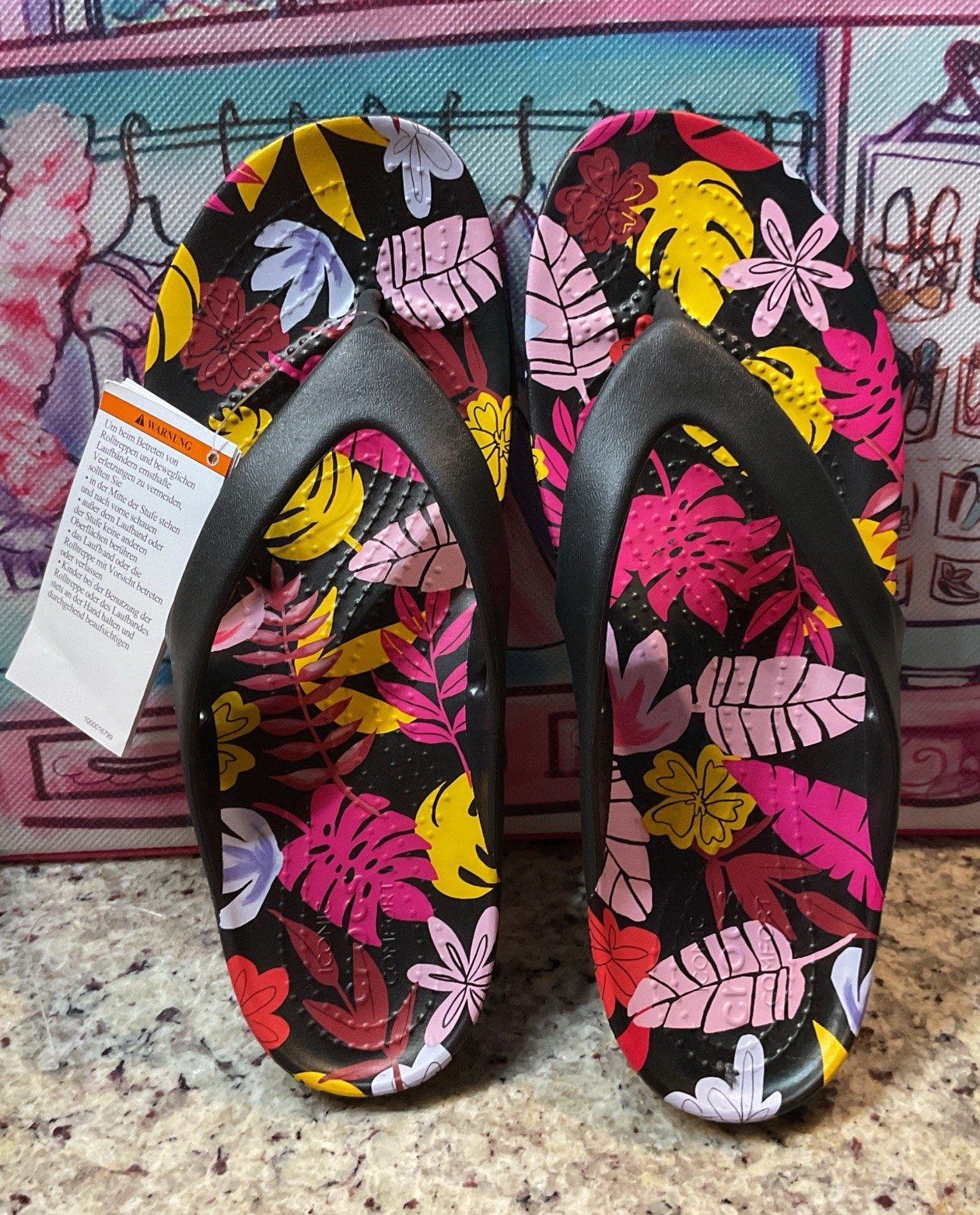CROCS Women’s Sz 7/EUR 37 – 38 Kadee II TROPICAL Flip-Flop 211699-001 Black NWT