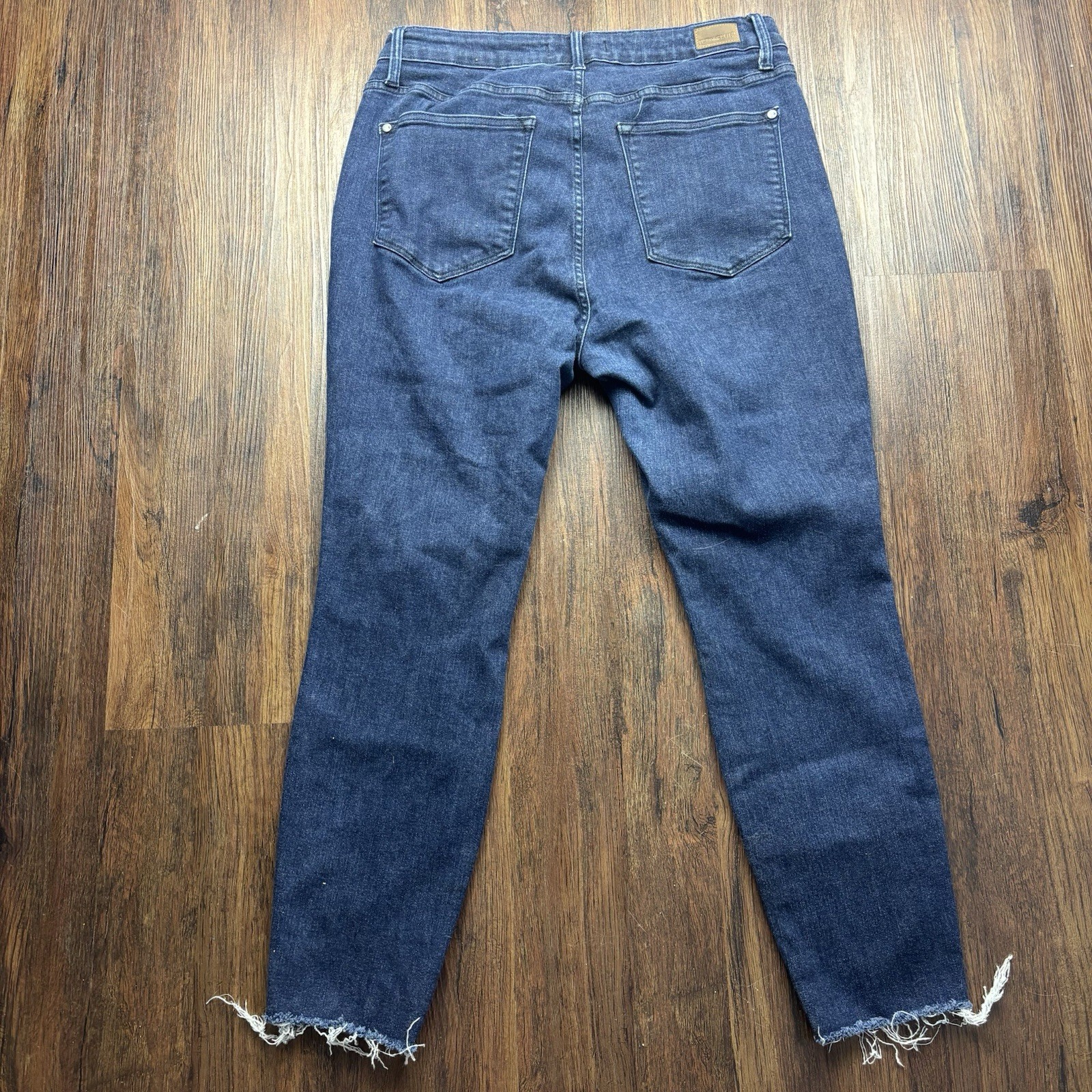 Judy Blue High Waist Control Top Straight Jeans Raw Hem Dark Wash Size 14W