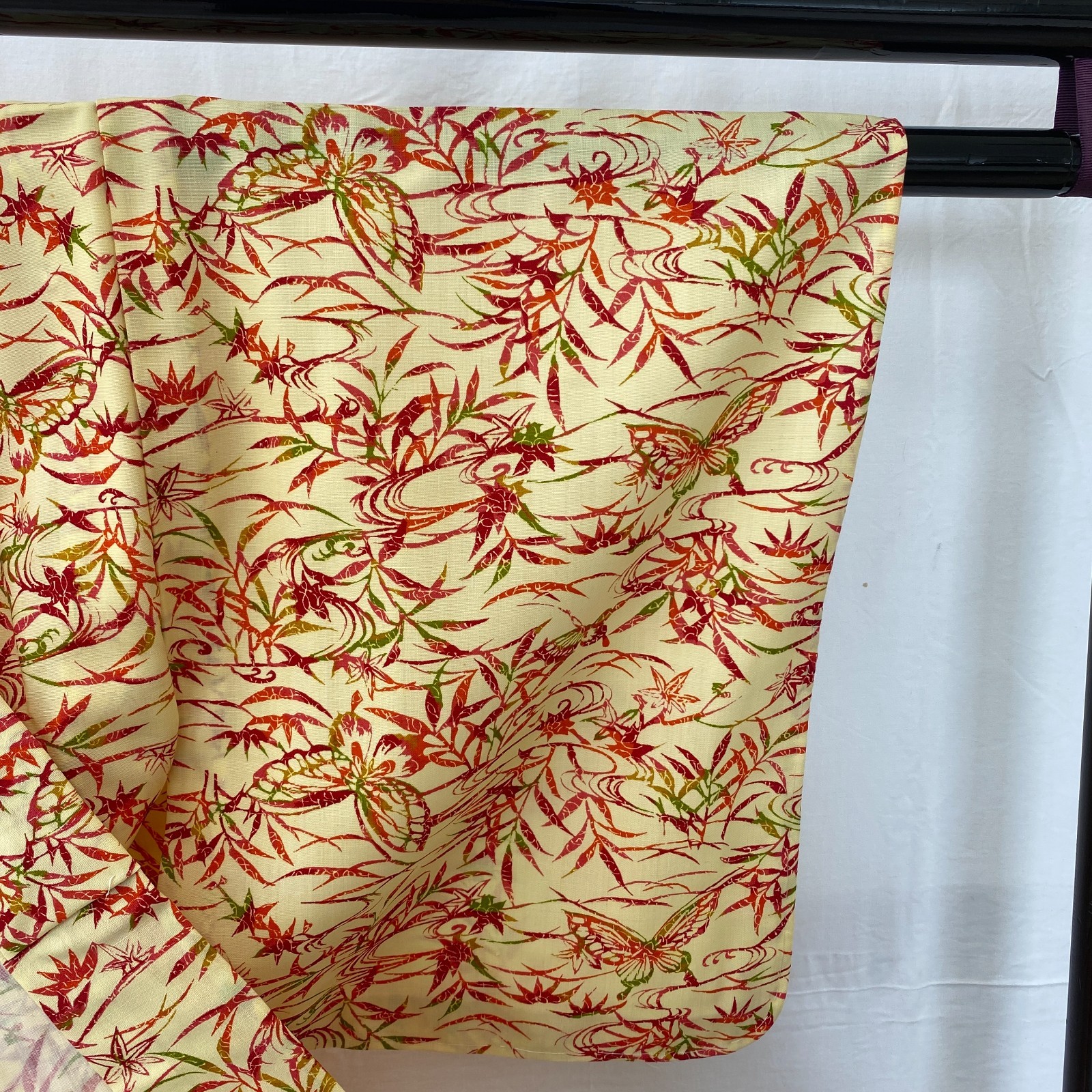 Japanese Vintage Kimono Polyester yellow No Lining Komon Traditional Length 61in