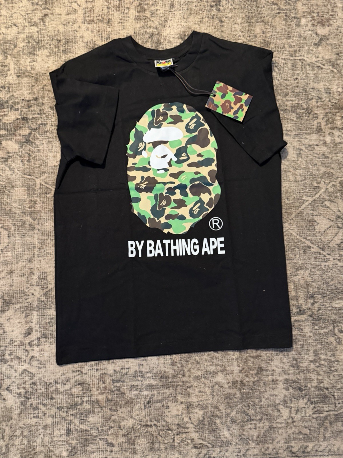 A Bathing Ape BAPE Men’s Black Graphic Logo Crew Neck T-Shirt Short Sleeve M