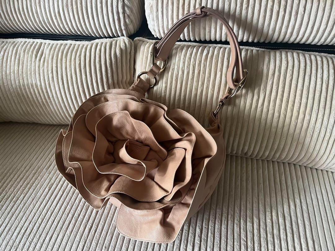 (Near Mint) YVES SAINT LAURENT Nadja Leather Shoulder Handbag Bag Baby Pink F/S