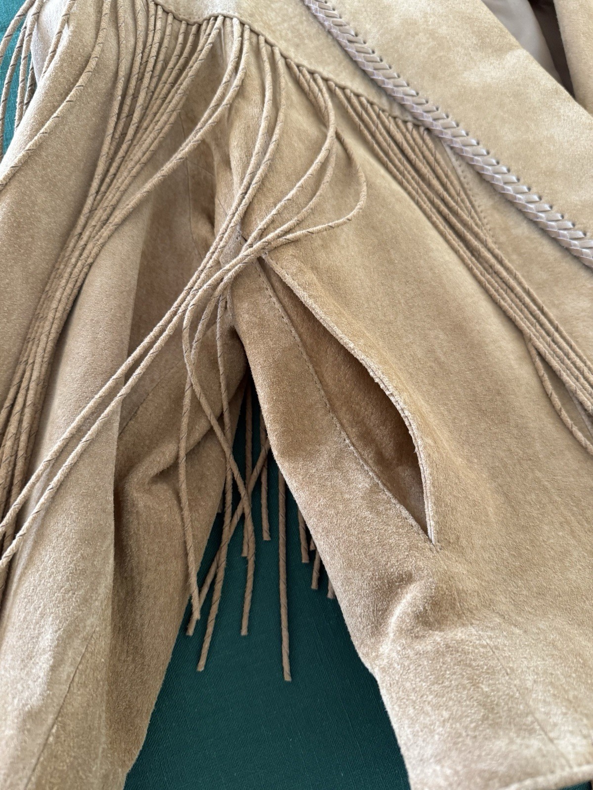 Cripple Creek Women’s Western Leather Fringe Collared Button Lined Jacket L