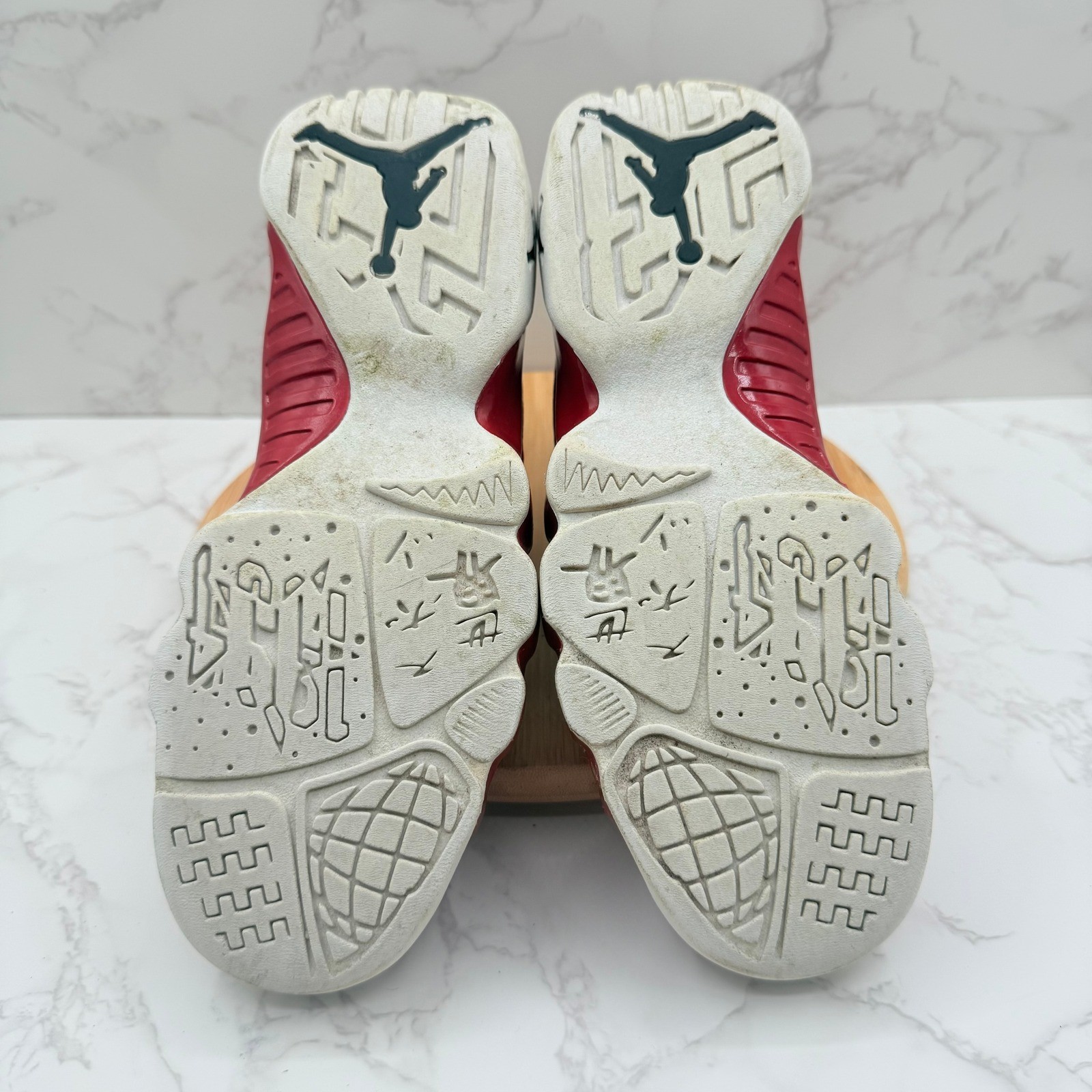 Kids Air Jordan 9 Retro White Red Basketball Shoes Sz 4Y 302359 160