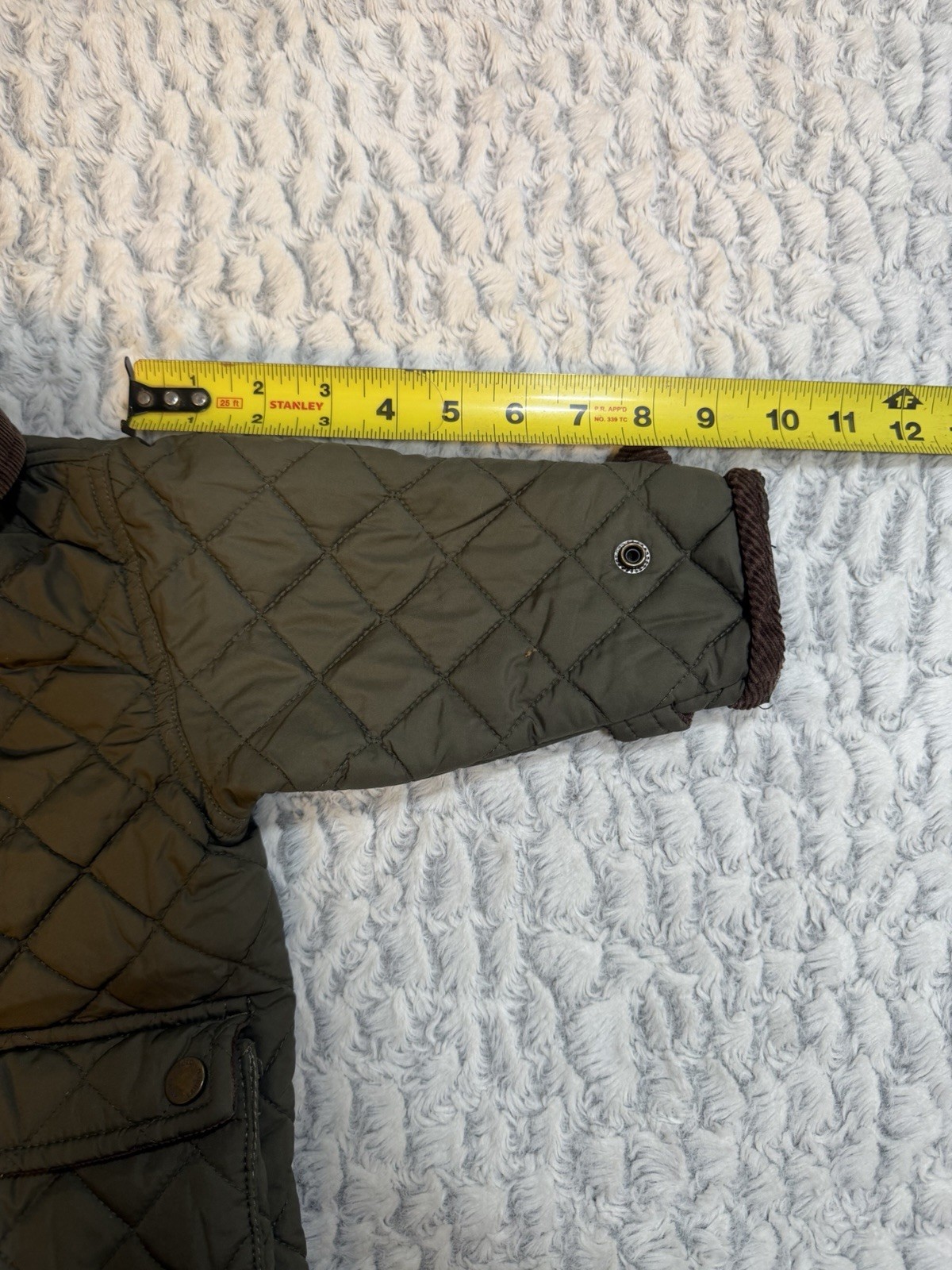Polo by Ralph Lauren Quilted Jacket Green/Brown 12M Snap Corduroy Collar