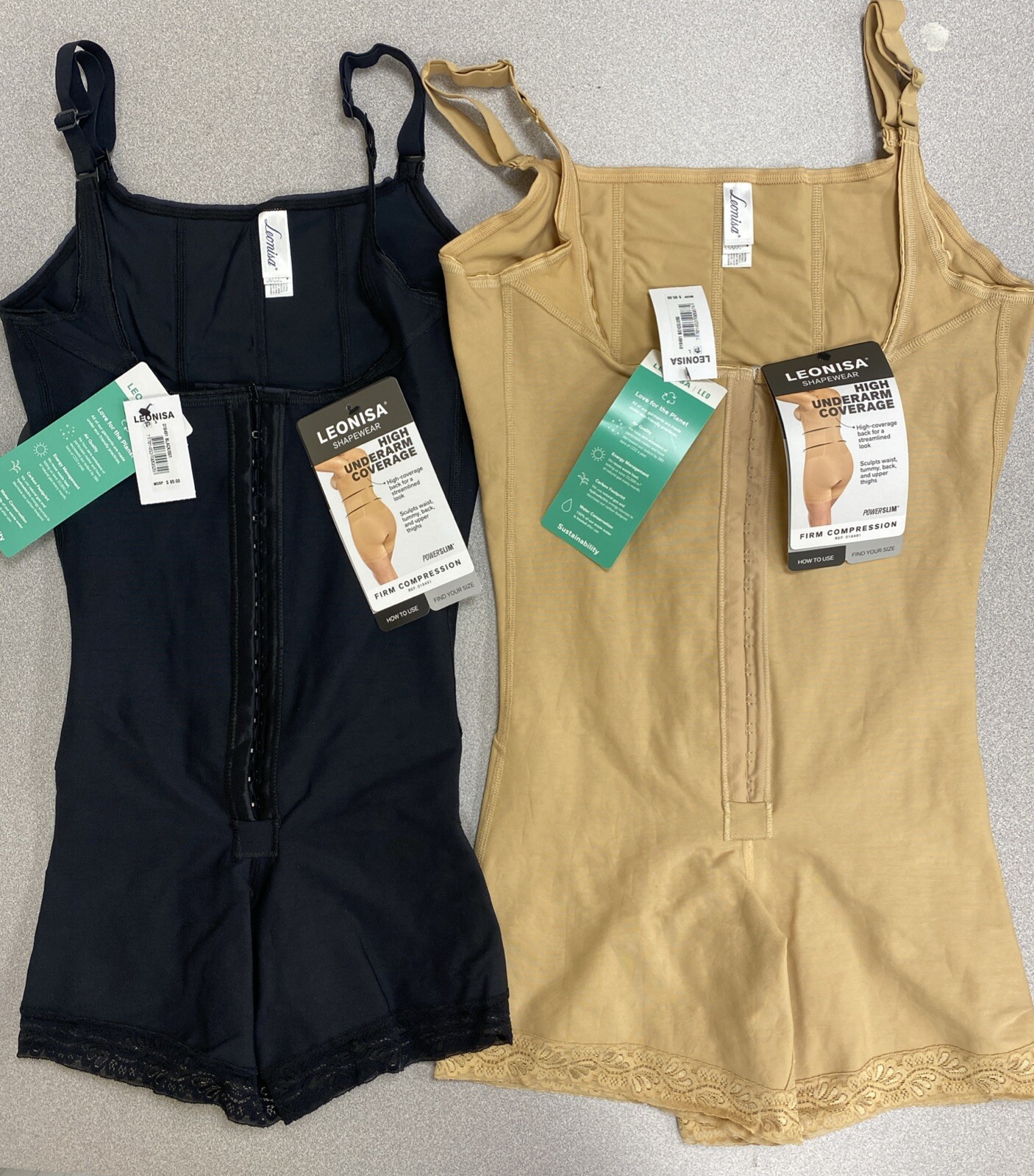LEONISA Shapewear Firm High Underarm Coverage Black or Beige 018491 NWT