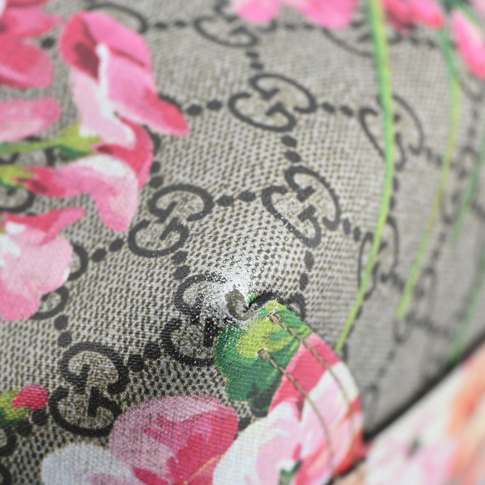 AUTH GUCCI Blooms Printed Tote Bag GG Reversible PVC Pink R3256RR808