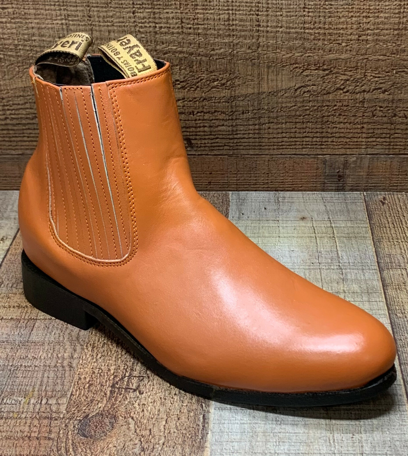 Men Charro Botin Vaquero Redondo Napa Western Cowboy Half boot Chelsea Round Toe