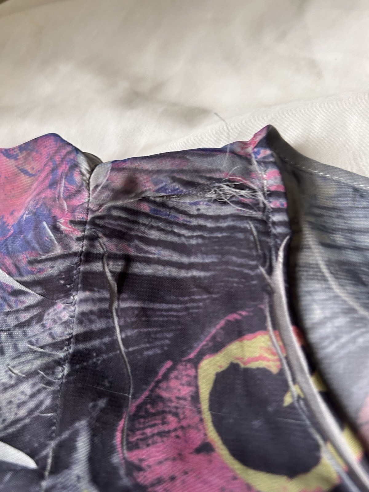 Bongo VTG Poncho Kaftan Medium Peacock Multicolor Grey Blouse Top Y2K Vintage