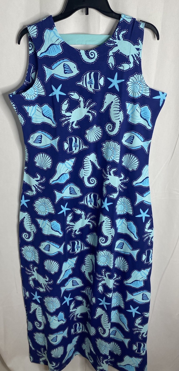 Ana Clare Emilee Sz L Waikiki Sea life print maxi dress NEW
