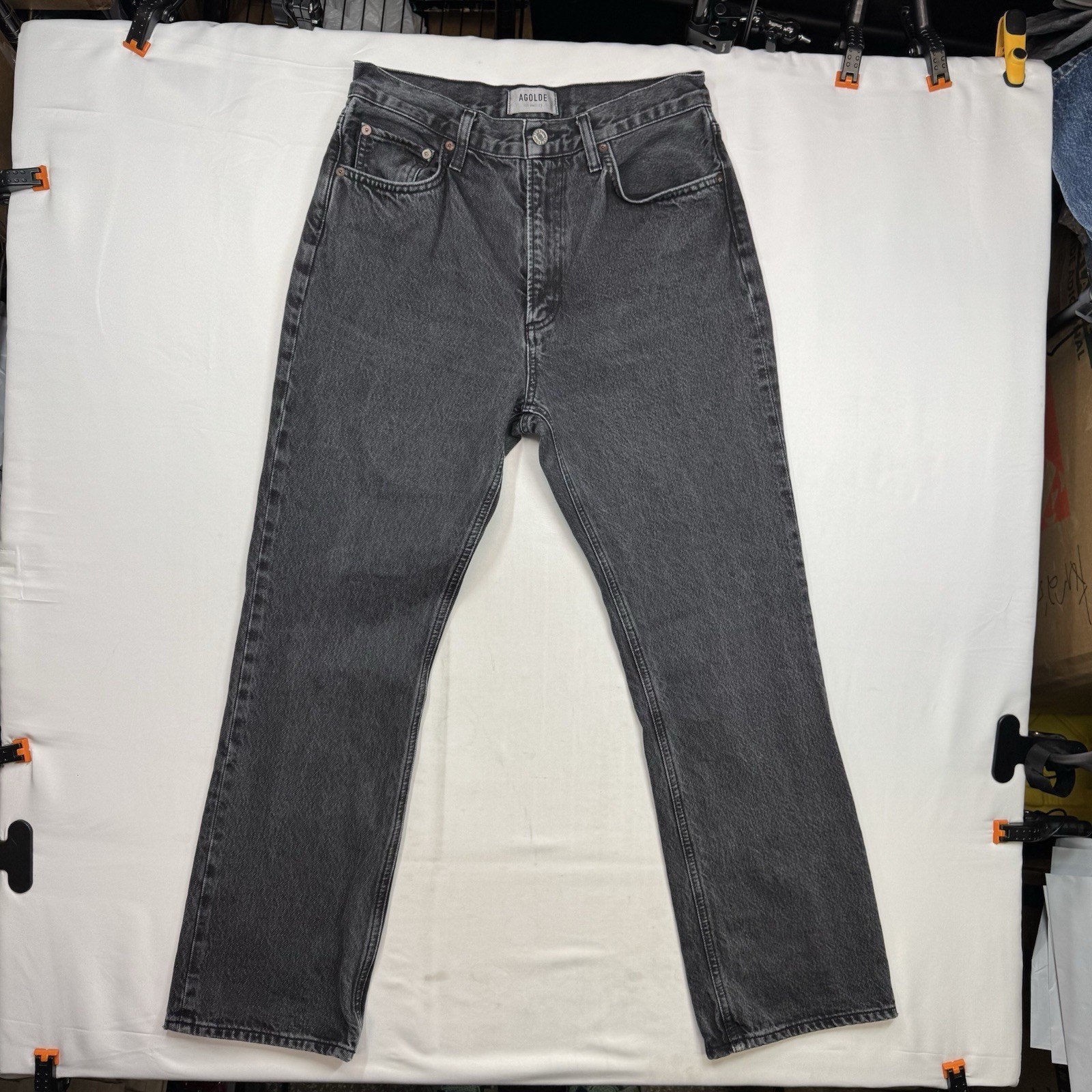 AGOLDE 90’s High Rise Straight Black Button Zip Fly Jeans Actual Fit 29×29 inchs