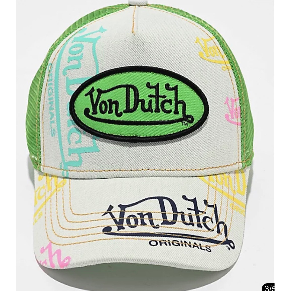 NEW Von Dutch Hat Light Denim Green Trucker Mesh SnapBack Cap Retro unisex Y2K