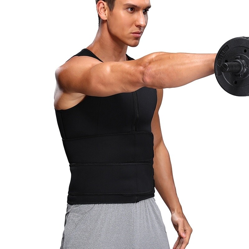 Men Sauna Suit Waist Trainer Neoprene Sweat Vest Body Shaper Waist Trimmer Belt