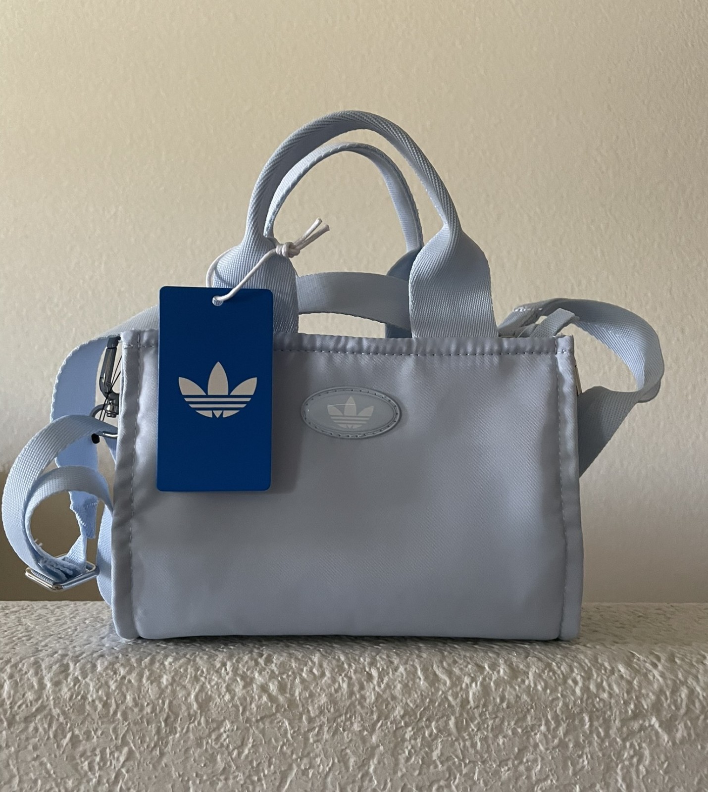 Adidas Perf Micro Mini Tote Reptile Halo Silver-Gray Handles & Cross Body Strap
