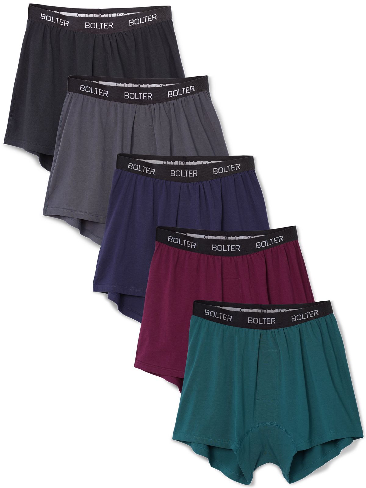 Bolter Men’s 5-Pack Cotton Stretch Boxers Shorts