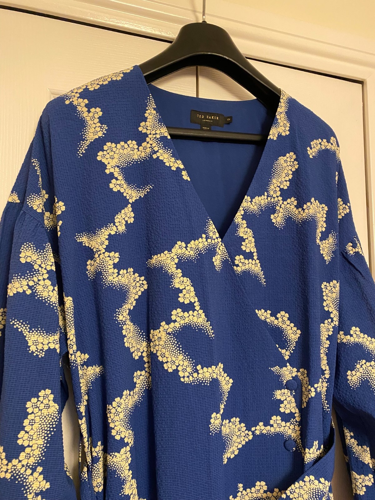 Ted Baker Oapall oversized blue and white wrap dress (UK10)