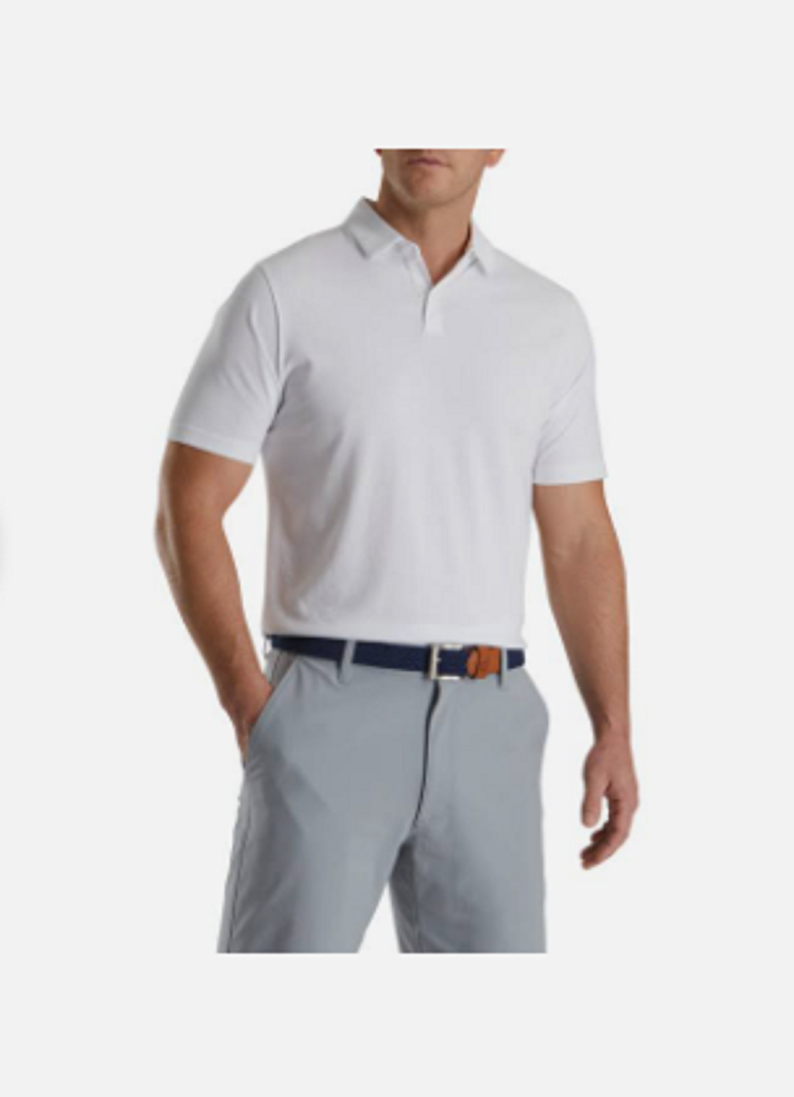 FootJoy Men White Drirelease Solid Jersey Self Collar Athletic Polo S M L XL 2XL