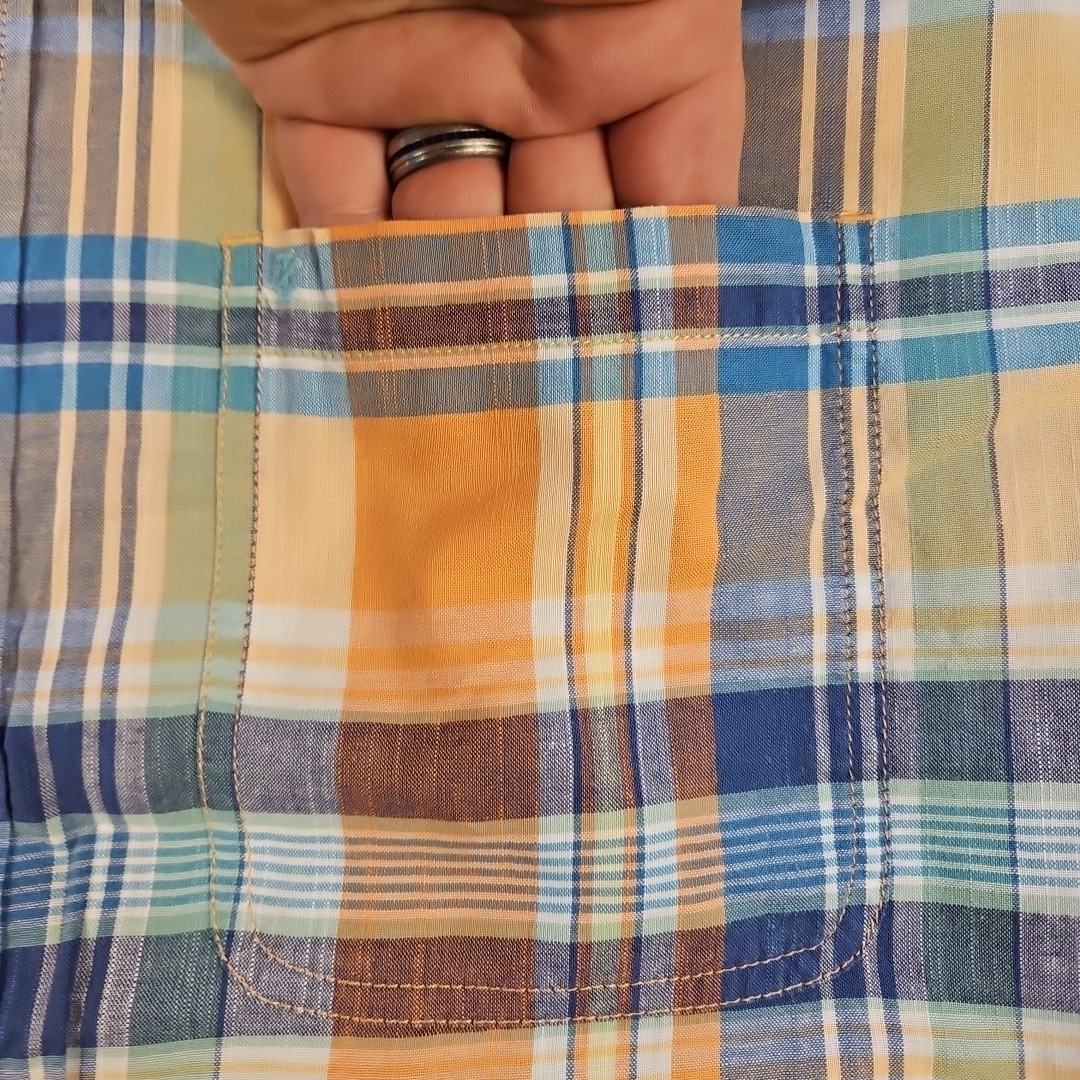 IZOD Saltwater Men’s Short Sleeve Button Down Shirt Size 2XL Orange Multicolor