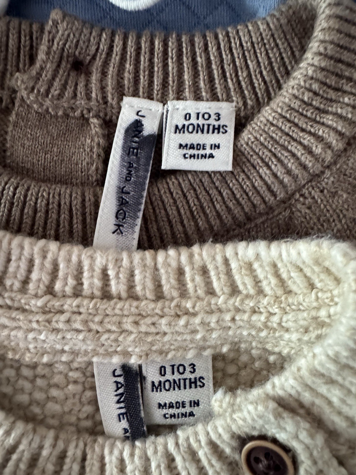 JANIE AND JACK Snow Cub Tan Cable Knit Romper Set Size 0/0-3Month