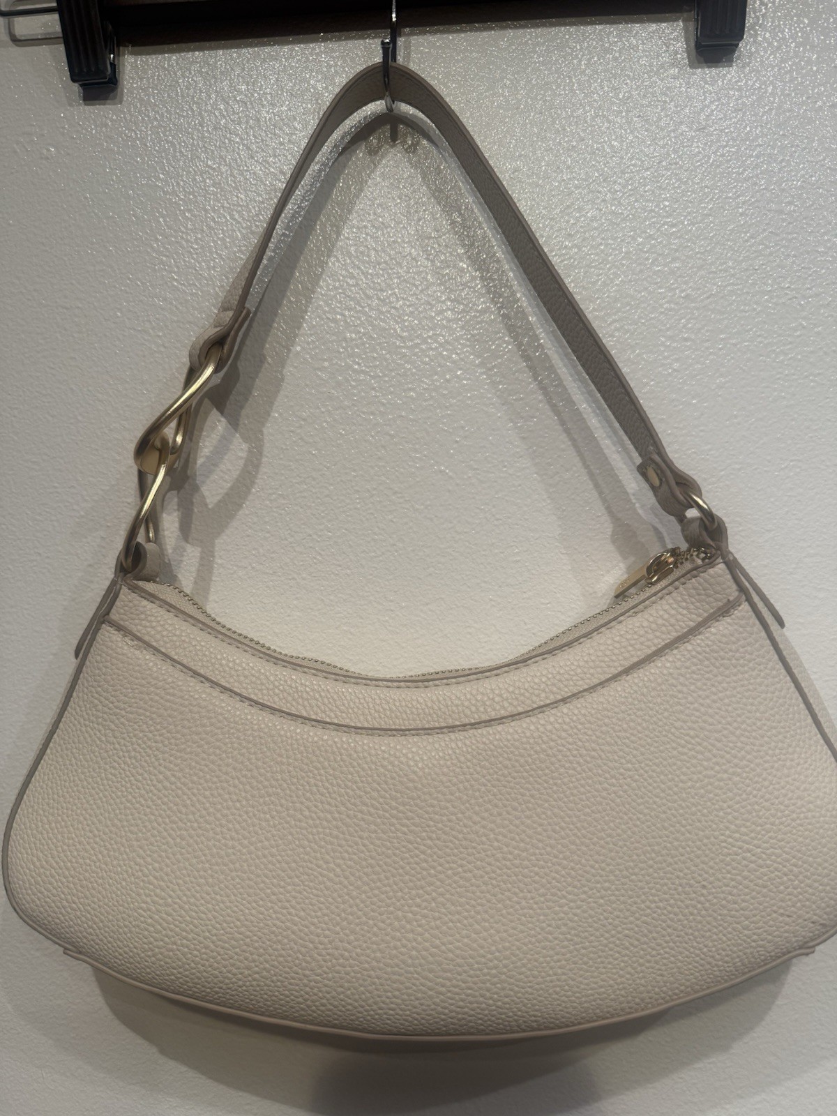 Nanette Lepore Cream Faux Leather Jaala Crescent Shoulder Bag