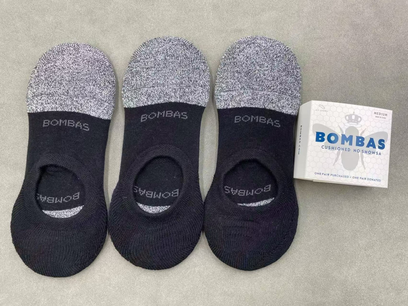 3 pairs Women’s Marl Cushioned No Shows Socks Size Medium 8-10.5 black