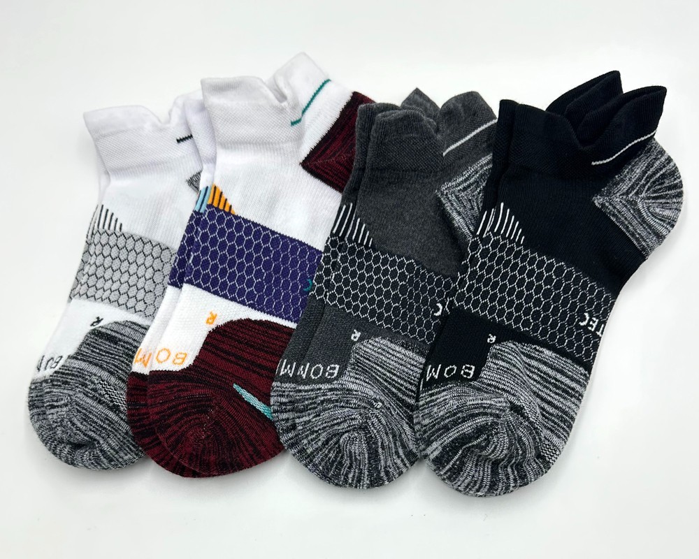 4 Pairs Bombas Women’s Lightweight Running Ankle Socks Size Large 4 Colors Mix