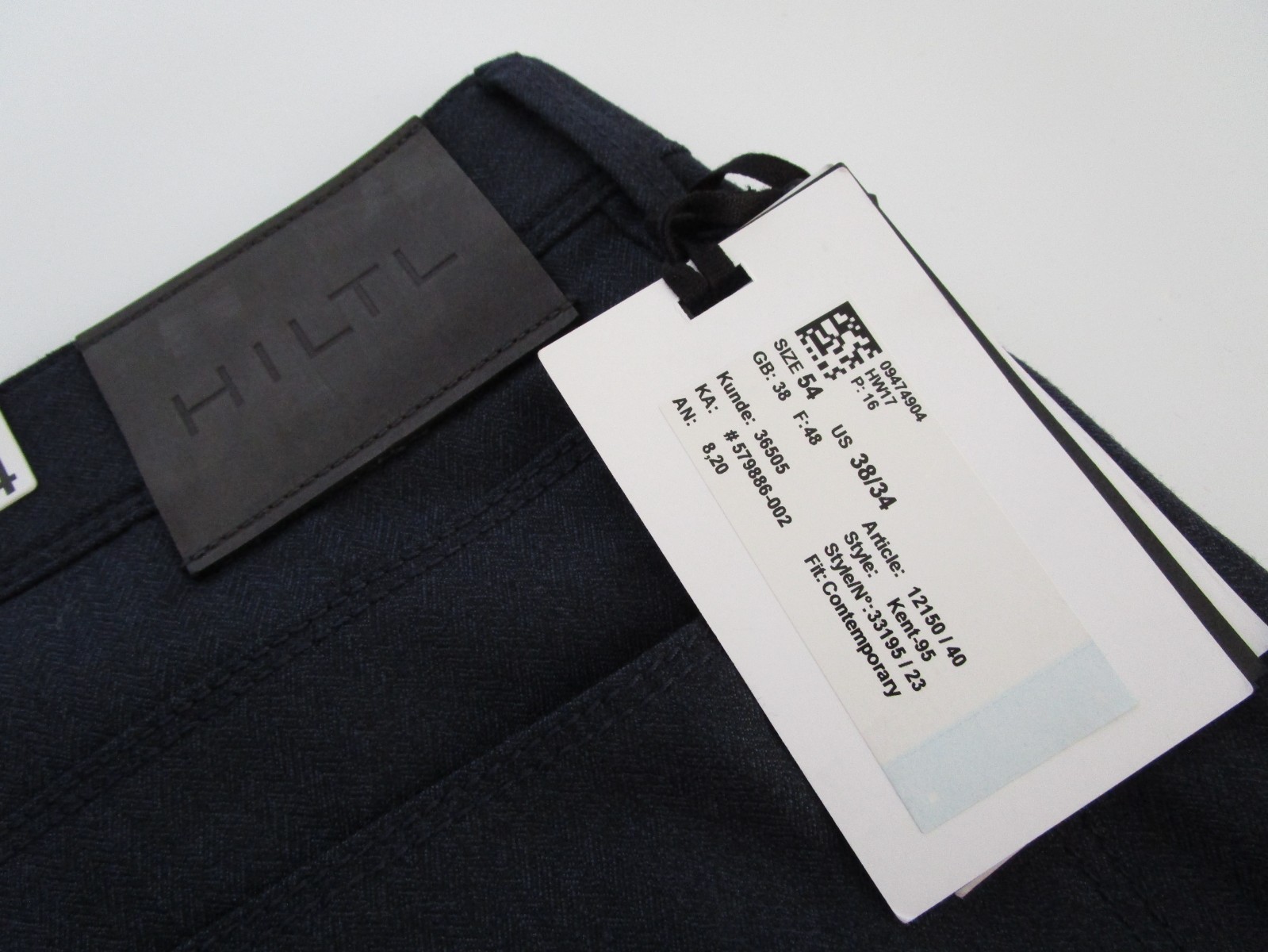 Mens 38×34 Hiltl Pants Kent-95 Contemporary Wool navy blue 38×37 measure