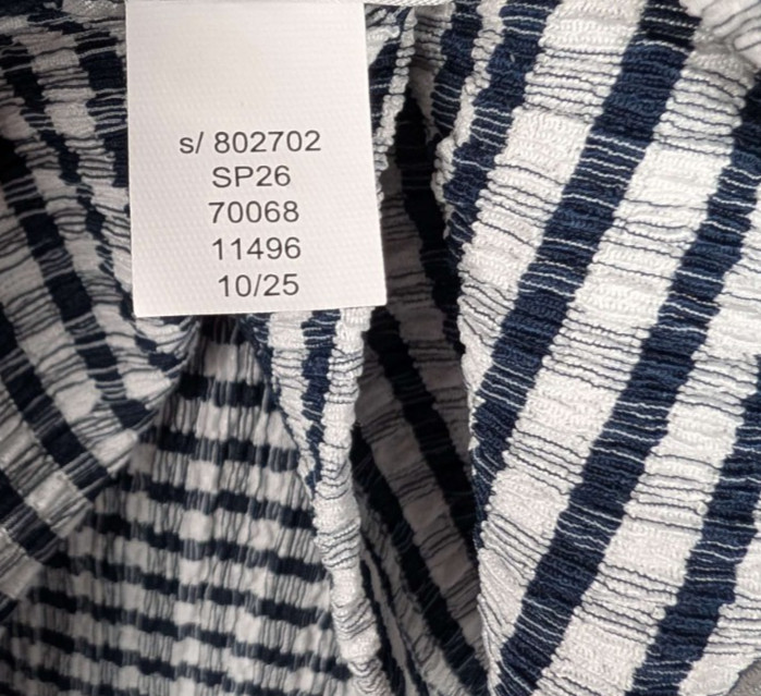 NWT Loft Outlet Navy/White Stripe Seersucker Blouse Lightweight SZ SP Spring 26