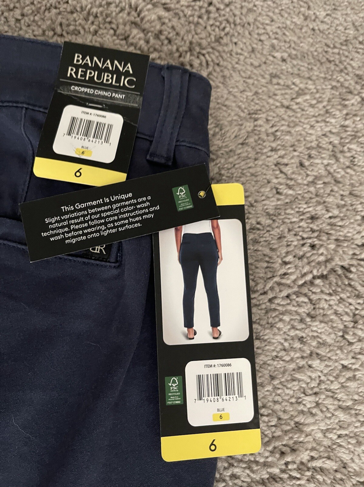 BRAND NEW NWT BANANA REPUBLIC NAVY BLUE CROPPED CHINO PANT SLACKS KHAKIS SZ 6