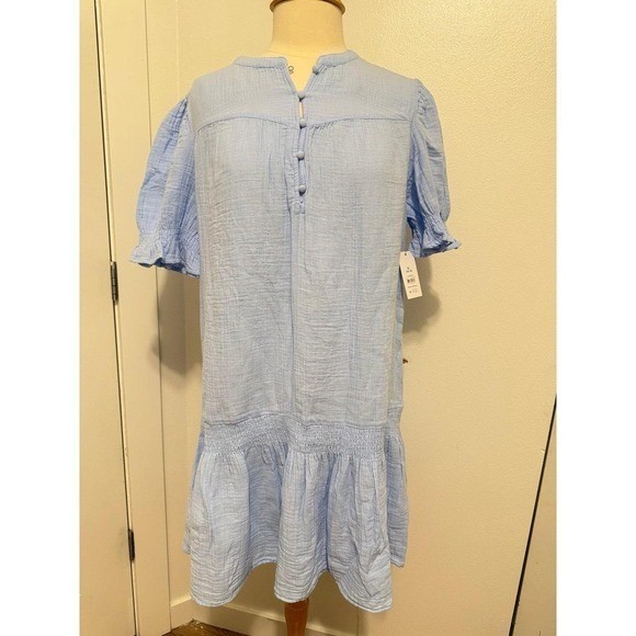Women’s Cotton Double Cloth Mini Dress with Drop Waist, Size XL boho preppy chic
