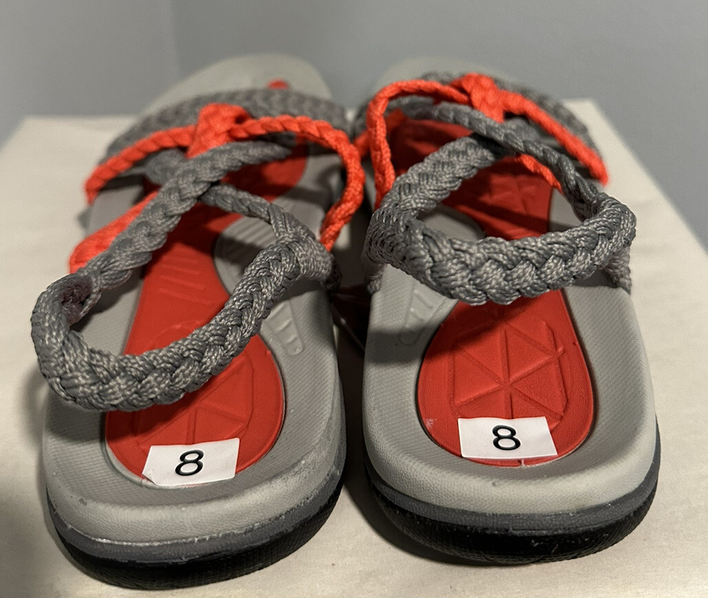 Plaka Explore Hiking Sandals for Women Arch Support Gray Red Size 8 Brand New