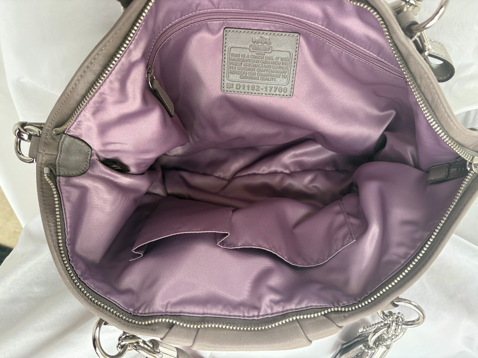 COACH Madison Sophia Satchel Purse – Gray/Taupe Leather