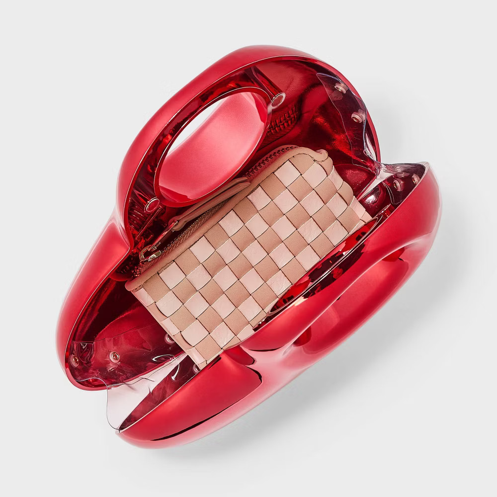 Valentine Day Metallic Heart Clutch – A New Day Red