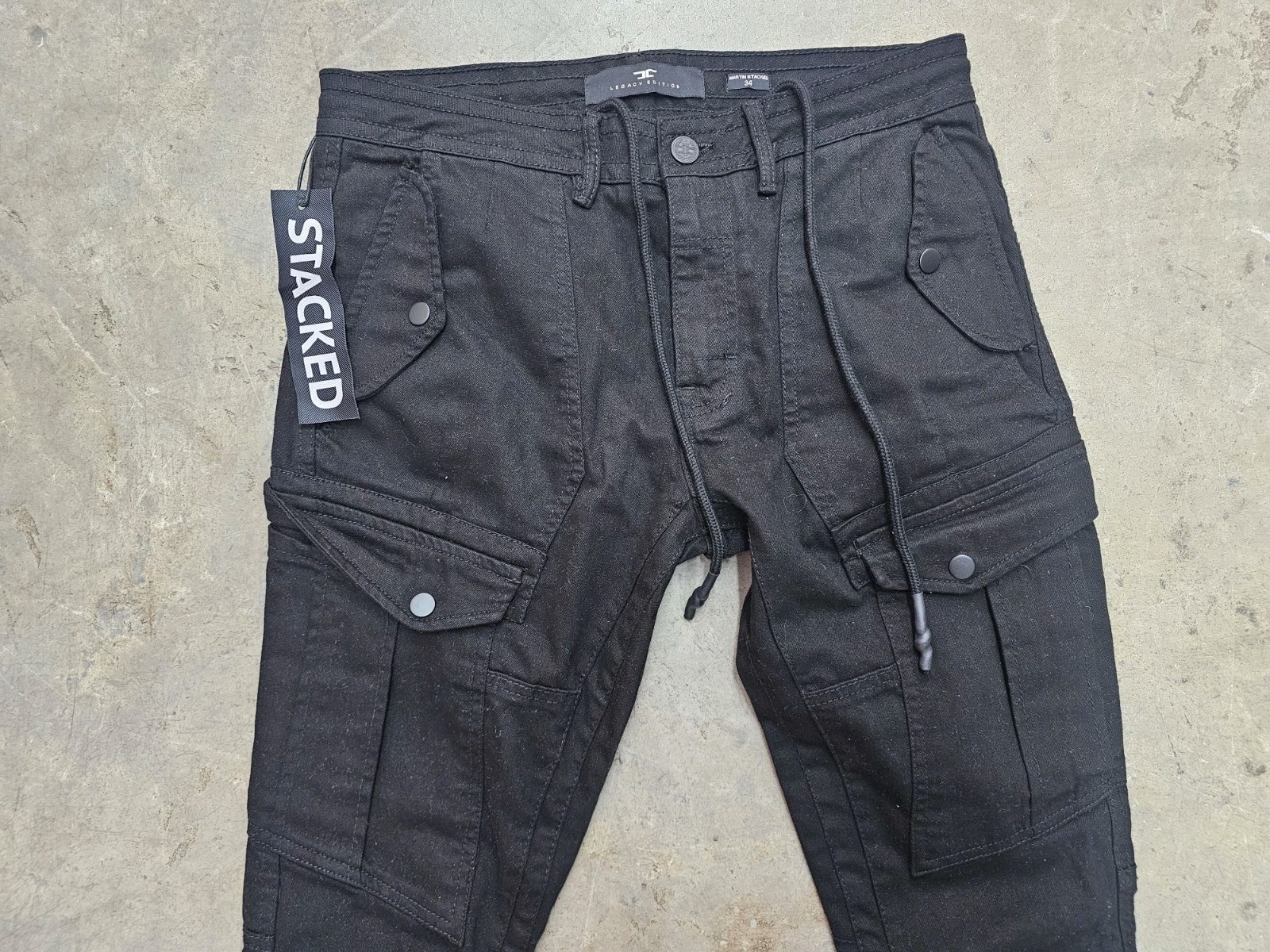Jordan Craig Martin Stacked Aviation Cargo Pants Mens 34×37 Black Multi Pockets