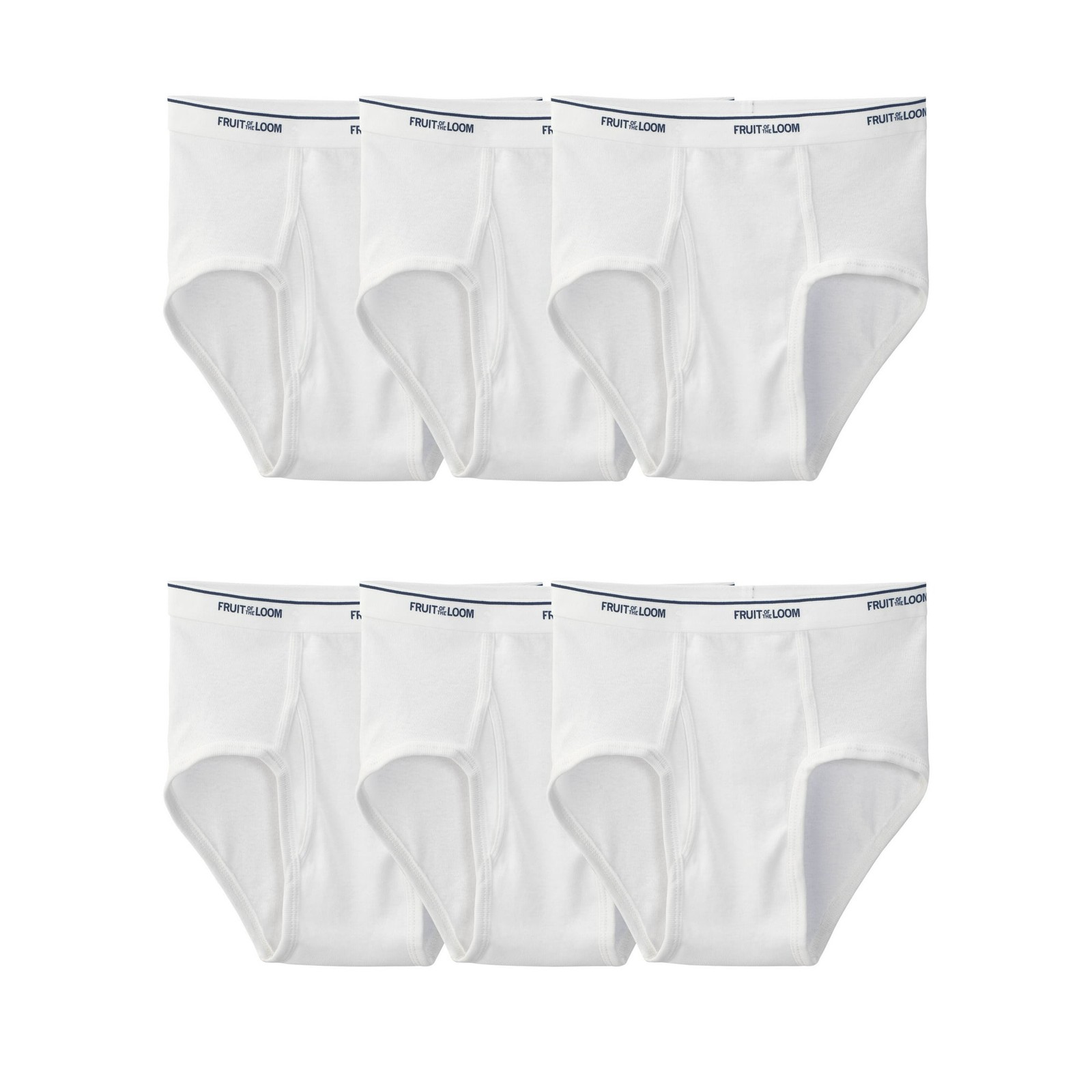 Fruit of the Loom Men’s Full Cut White Cotton Briefs Moisture-Wicking 6-Pack