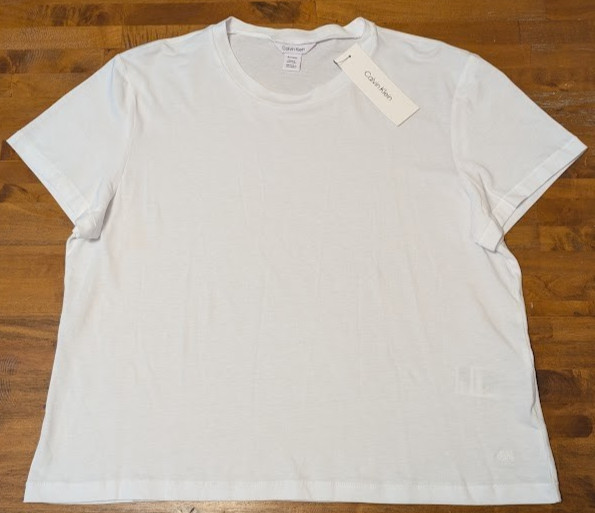 CALVIN KLEIN BRILLIANT WHITE COTTON/MODAL LIGHTWEIGHT T-SHIRT Women’s XL NWT
