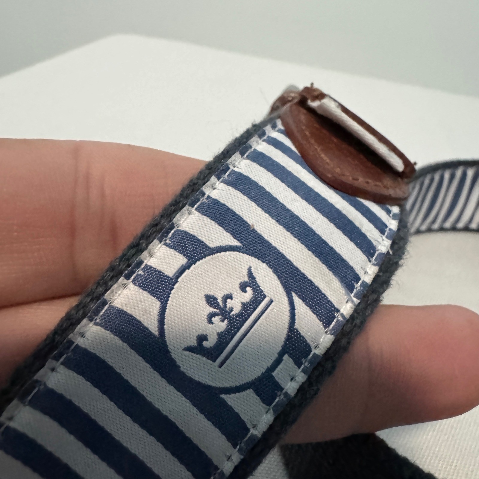 Peter Millar Belt Mens 34 Navy Cactus Embroidered Canvas Leather Brass Golf