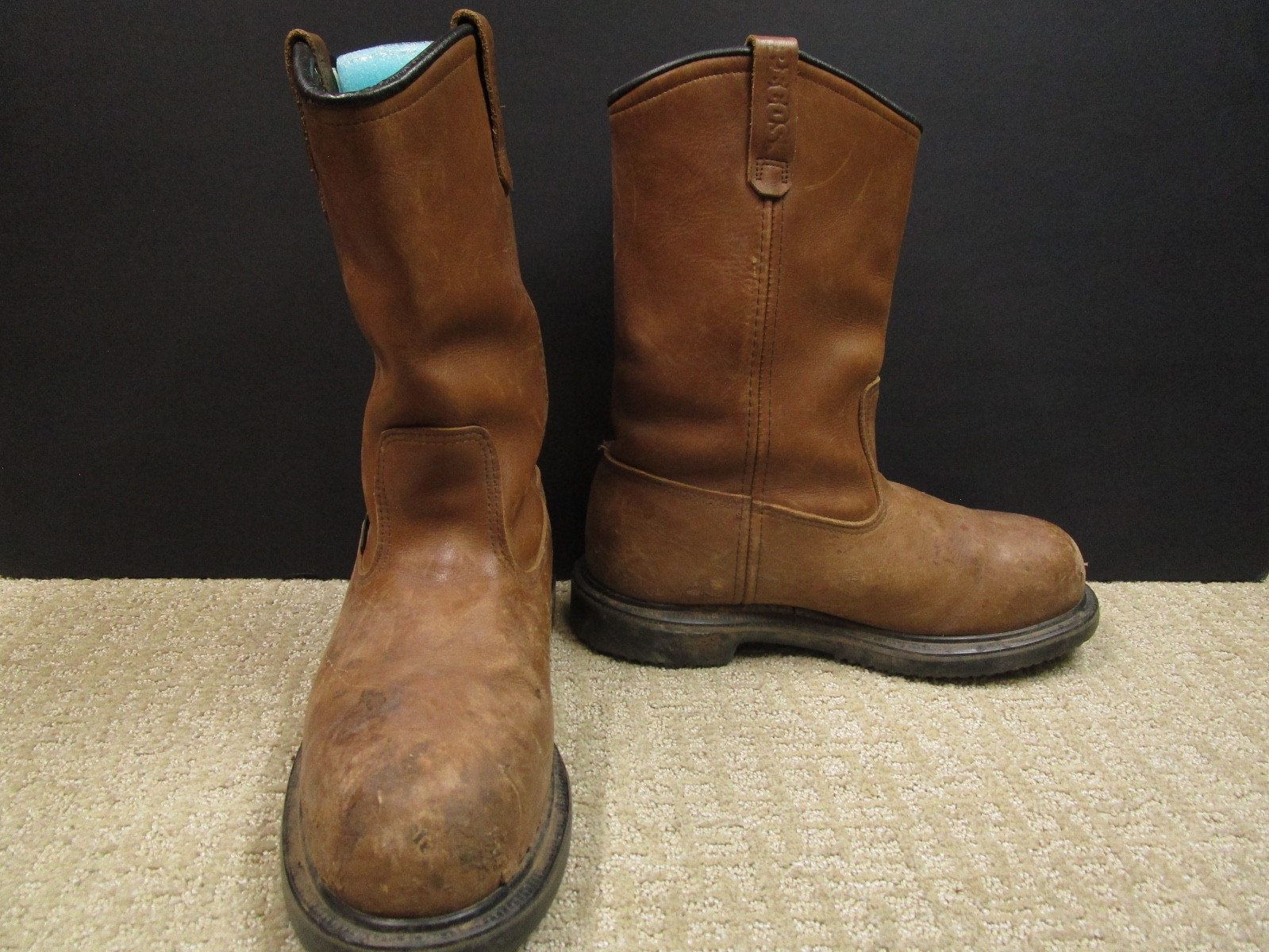 Red Wing Pecos Boots Men 11EE Brown Steal Safety Toe Leather Pull On Oil Field
