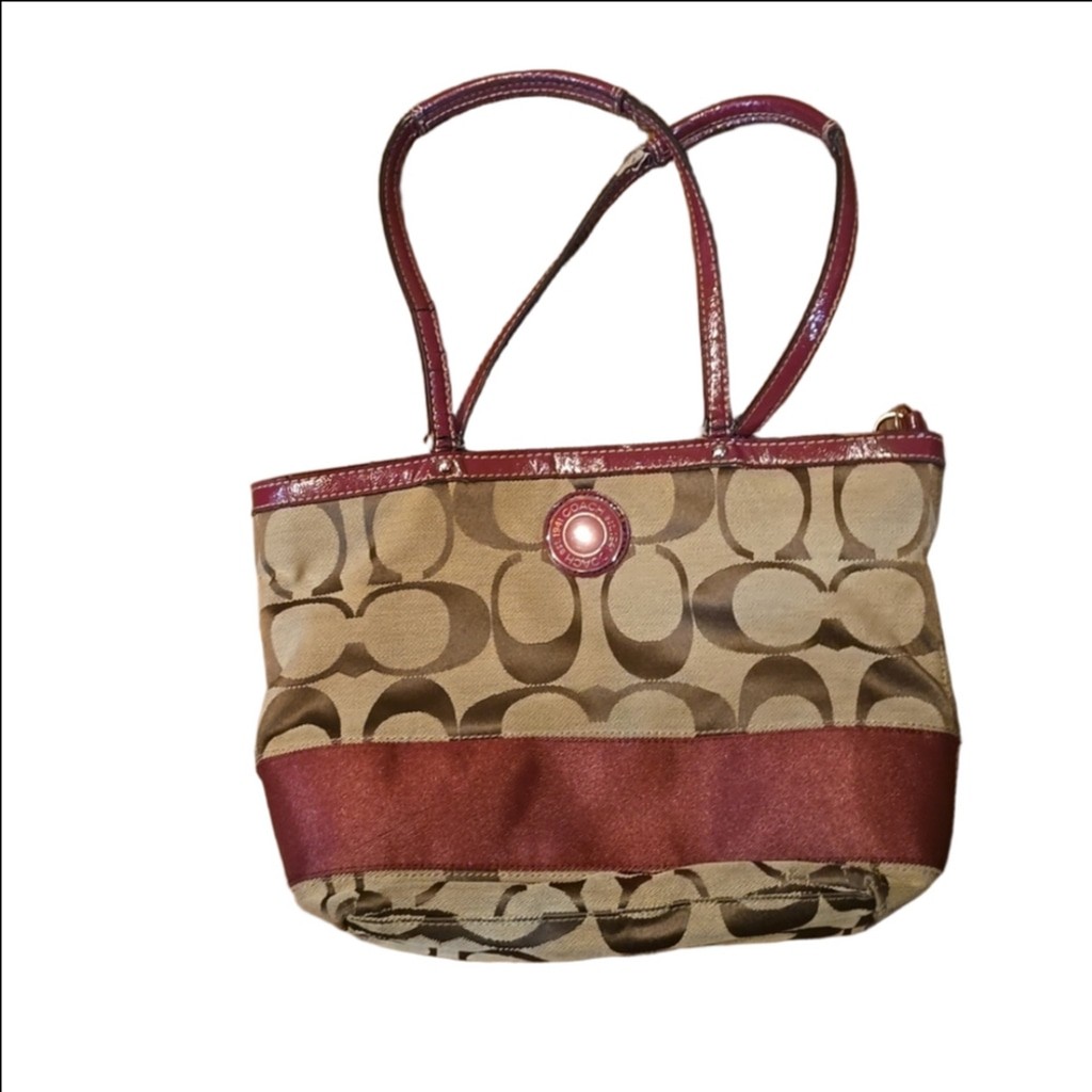 Coach Signature Stripe Tote Khaki