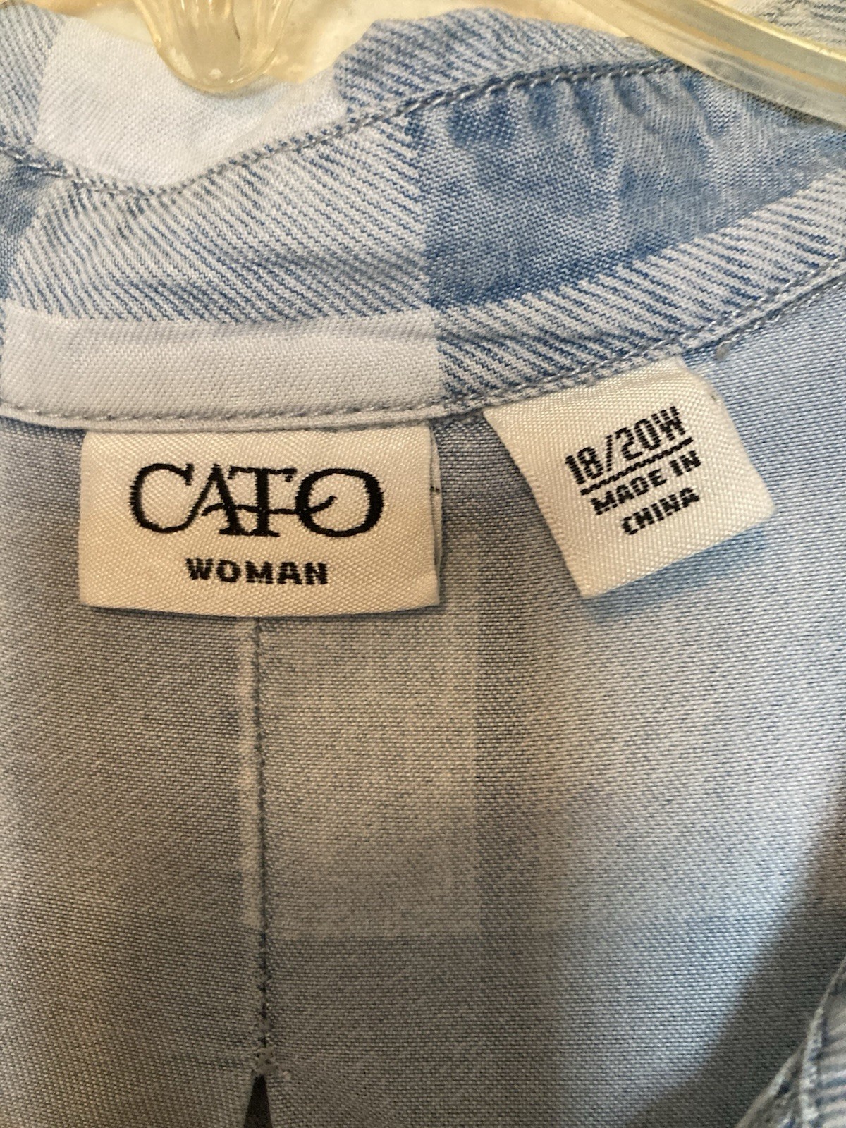 Cato Snap Western Blue Plaid Top 18/20, Cotton