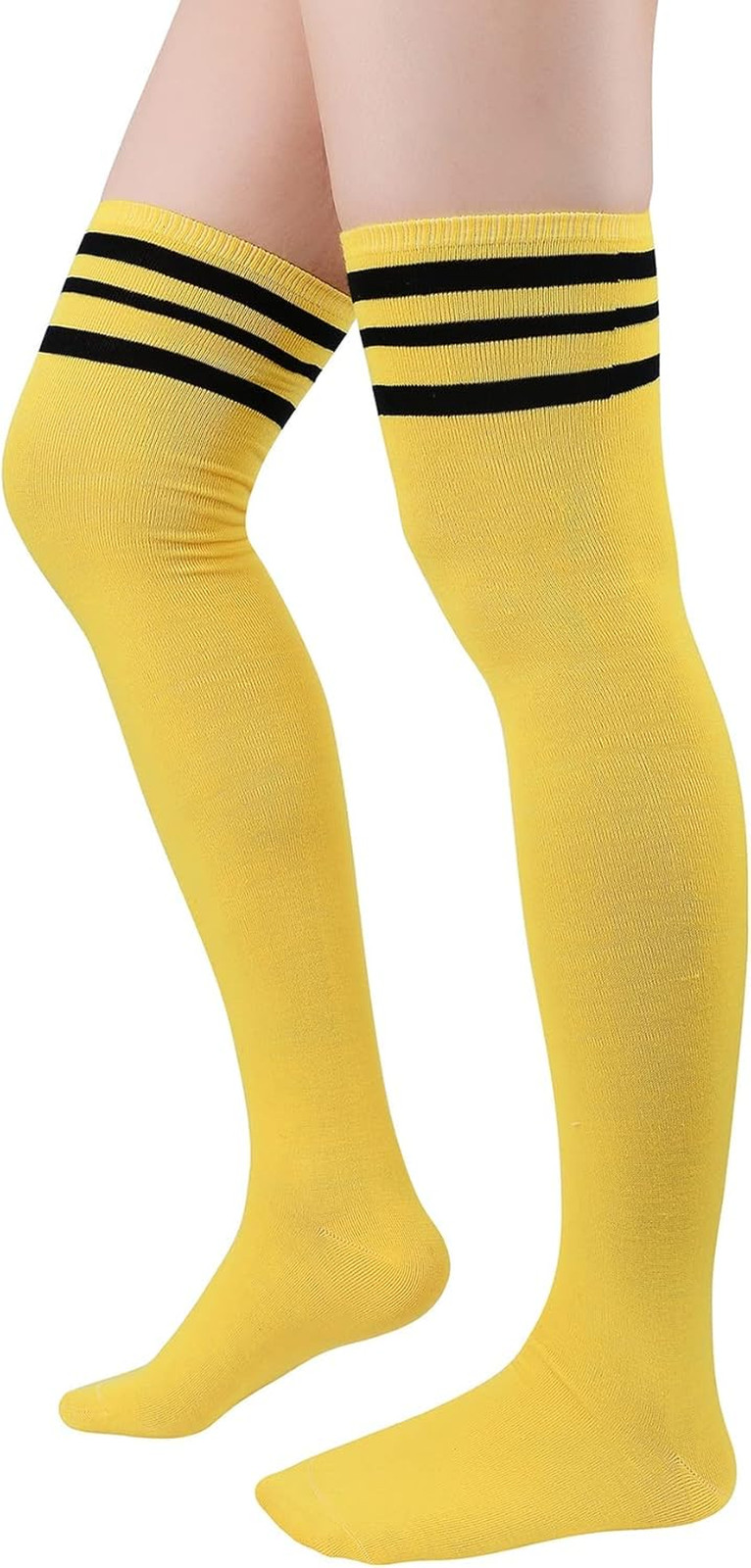 Womens Stripes Thigh High Socks Thigh Highs Casual Knee High Stockings