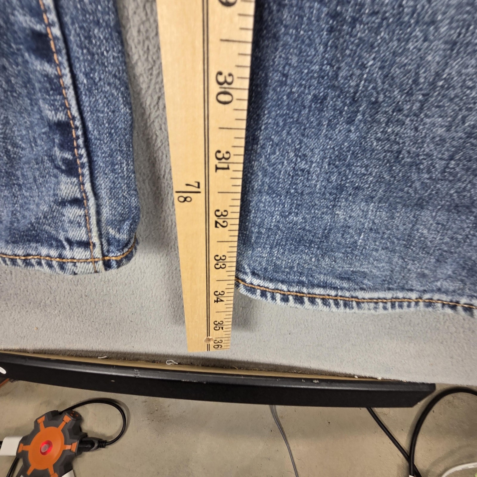 Levis 514 Jeans Mens Blue Selvedge Straight Whiskers Honeycomb Fits 36×34
