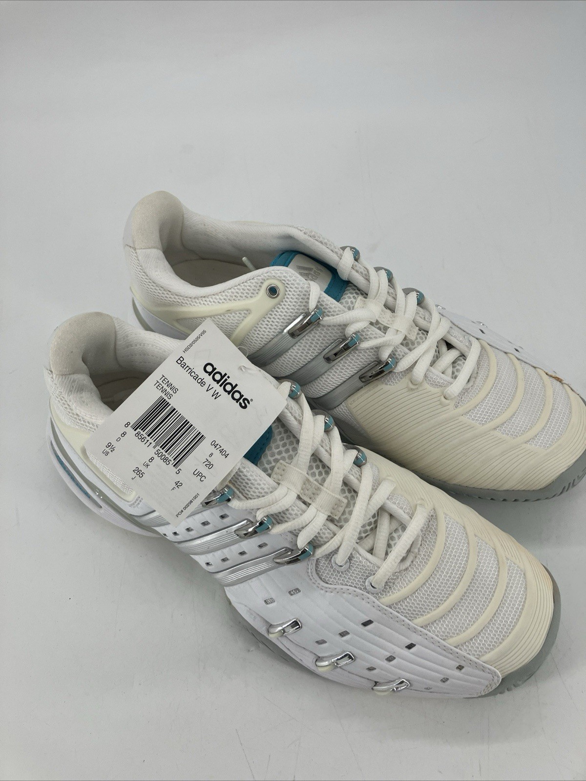 Womens Size 9.5 Adidas Barricade V Classic Tennis Shoes White Blue Ships Fast