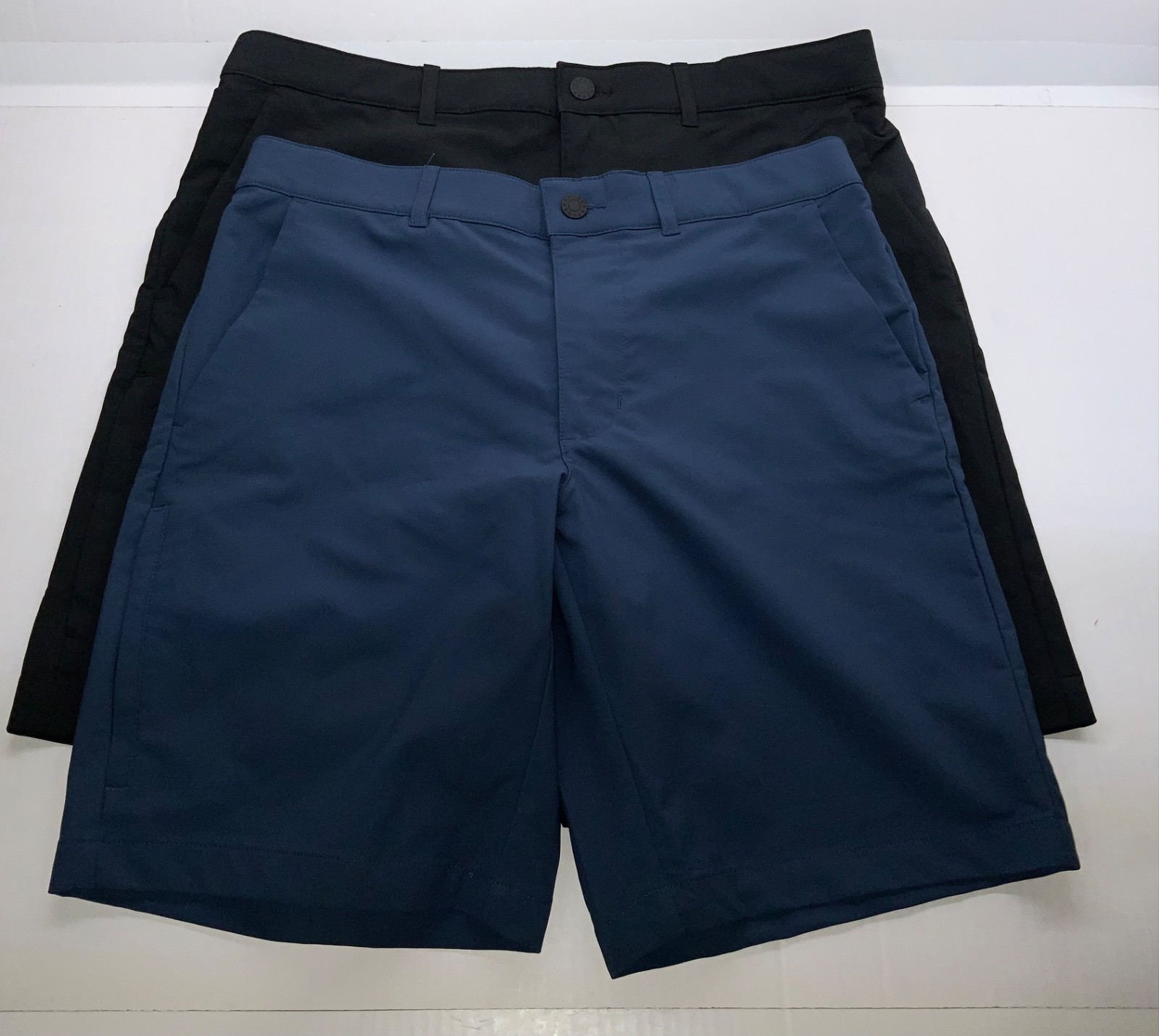 Men’s 9″ L. Tech Short BLACK or BLUE 30 32 34 40 4 pocket (2 zip) comfort waist
