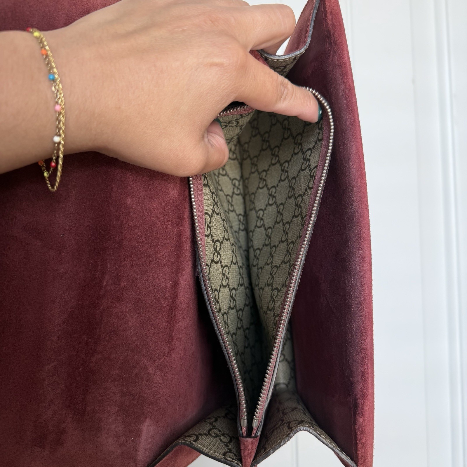 Gucci Dionysus Small GG Monogram Floral Chain Shoulder Bag Push Lock