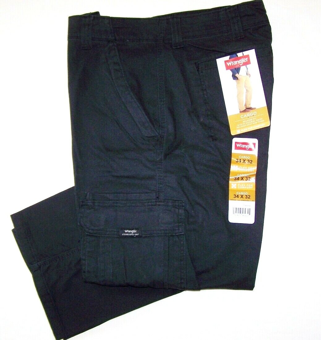 Men’s Wrangler Flex Cargo Pants Relaxed Fit w/ Tech Pocket CHOOSE COLOR & SIZE